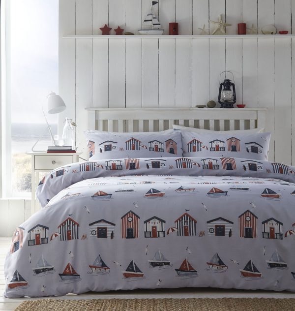 Reversible Seaside Beach Huts Duvet Set